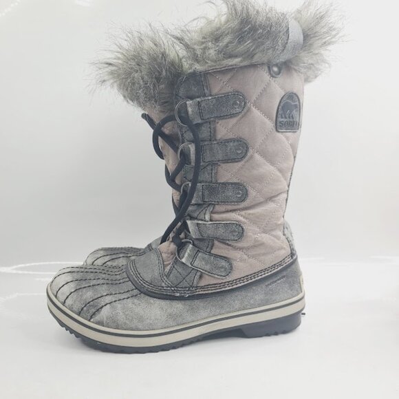 Sorel Women's Brown Black Tofino II Quilt Leather Fur Winter Snow Boots Size 9.5 - Picture 2 of 7